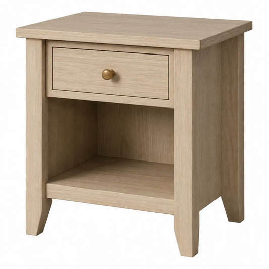 Comodino rettangolare con cassetto e ripiano aperto in MDF effetto rovere naturale 45 x 35 x 50 cm