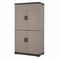 Armadio da garage rettangolare in PP effetto legno con 4 ante taupe e nero 90 x 40 x 180 cm